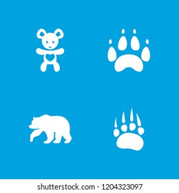 Bear icon. collection of 4 bear filled icons such as animal paw. editable bear icons for web and mobile.