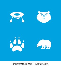 Bear icon. collection of 4 bear filled icons such as baby toy. editable bear icons for web and mobile.