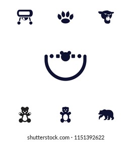 Bear icon. collection of 7 bear filled icons such as paw, panther. editable bear icons for web and mobile.