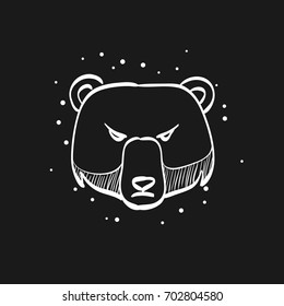 Bear icon in doodle sketch lines. Finance, speculation, trend 