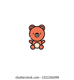 Bear icon, flat design line art thin style, Valentines day signs and love symbols, Wedding infographics. Colorful icon on a white background, Vector illustration