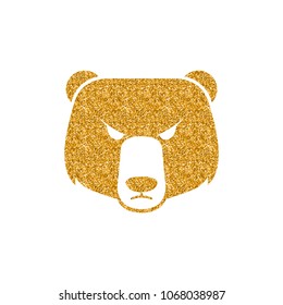 Bear icon in gold glitter texture. Sparkle luxury style vector illustration.
