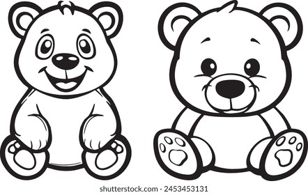  bear icon happy cute cartoon style coloring book