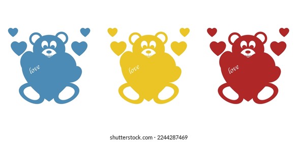 bear icon with heart, love, vector illustration