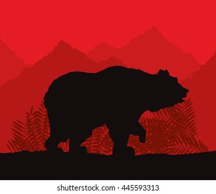 Bear icon. Landscape background. Vector graphic