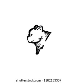 bear icon logo black and white side view 006