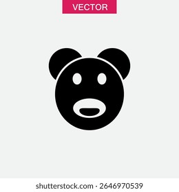 Vector aislado del símbolo de la muestra del logotipo o del icono del oso, ilustración simple negra plana para el Web y el App..eps