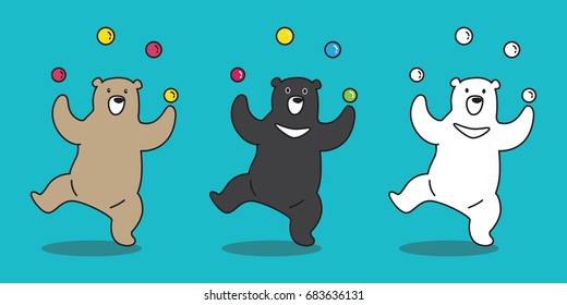 Bear icon Polar Bear juggling ball illustration character cartoon