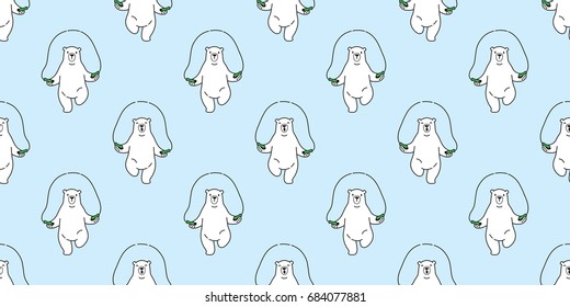 Bear icon Polar Bear skipping seamless pattern wallpaper background