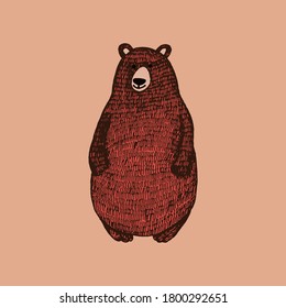 Bear icon in scandinavian style. Perfect for kids room poster, cards, print on t-shirt and plates, cups and other. Vector illustration