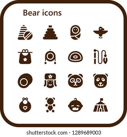  bear icon set. 16 filled bear icons. Simple modern icons about  - Toys, Toy, Baby, Totem, Bib, Gummy, Russian, Panda, Panda bear, Baby bib, Gummy bear, Circus