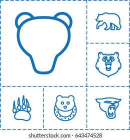 Bear icon. set of 6 bear outline icons such as animal paw, bear, panther