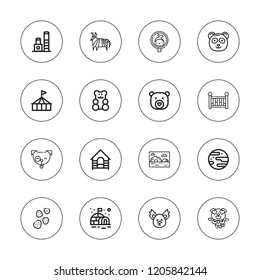 Bear icon set. collection of 16 outline bear icons with animal, circus, crib, dog, herpetarium, koala, gummy, jawbreaker, igloo, panda icons.