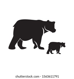 Bear Cub Wild Black Silhouette Animal Stock Vector (Royalty Free ...