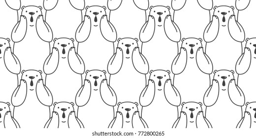 Bear icon teddy polar bear doodle vector doodle seamless pattern wallpaper background
