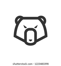 Bear icon in thick outline style. Black and white monochrome vector illustration.