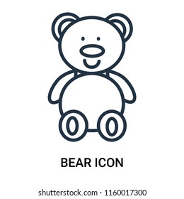 Bear icon vector isolated on white background, Bear transparent sign , outline linear symbol or thin lined pictogram