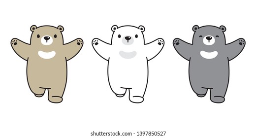 Bear icon vector teddy polar bear running logo teddy cartoon character illustration doodle