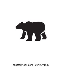 bear icon, Bear warning sign icon in black flat glyph, filled style isolated on white background