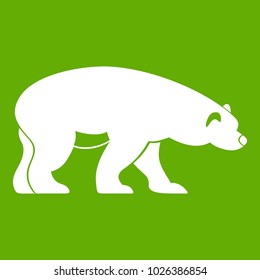 Bear icon white isolated on green background. Vector illustration