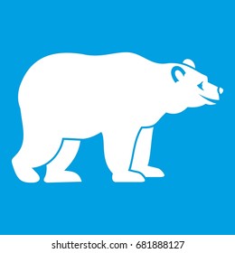 Bear icon white isolated on blue background vector illustration