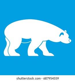 Bear icon white isolated on blue background vector illustration