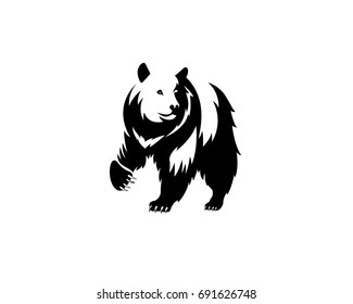 Bear icon, wild animal, emblem, loud and grizzly, white background, vector illustration