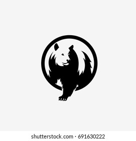 Icono del oso, animal salvaje, emblema, alto y pardo, fondo blanco, mercado de osos, bolsa, ilustración vectorial