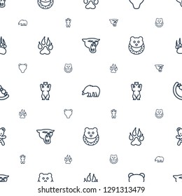 bear icons pattern seamless white background. Included editable outline panther, animal paw, baby toy, bear teddy icons. bear icons for web and mobile.