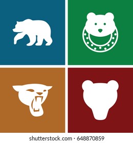 Bear icons set. set of 4 bear filled icons such as bear, panther