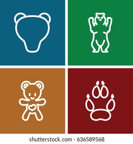Bear icons set. set of 4 bear outline icons 
