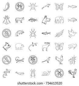 Bear icons set. Outline style of 36 bear vector icons for web isolated on white background