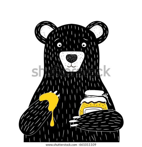 Bear Illustration Bottle Honey Vector Illustration Stock Vector ...