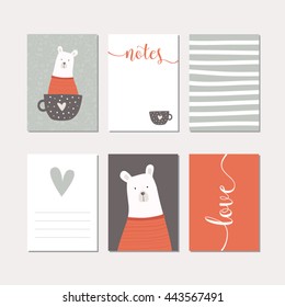 Bear illustration cards collection