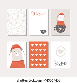 Bear illustration cards set