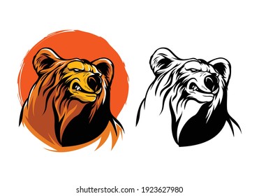 Bear illustration in color and outline vector