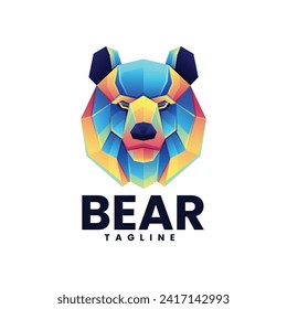 Bear Illustration Colorful Logo Design