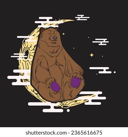 bear illustration design for sukajan is mean japan traditional cloth or t-shirt with digital hand drawn Embroidery Men T-shirts Summer Casual Short Sleeve Hip Hop T Shirt Streetwear