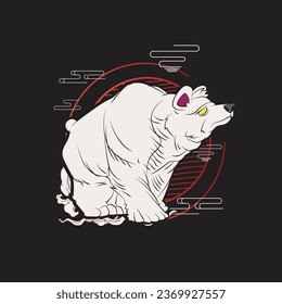 bear illustration design for sukajan is mean japan traditional cloth or t-shirt with digital hand drawn Embroidery Men T-shirts Summer Casual Short Sleeve Hip Hop T Shirt Streetwear