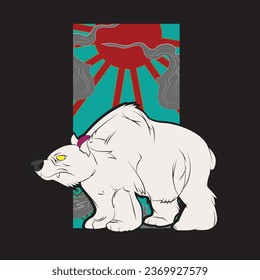 bear illustration design for sukajan is mean japan traditional cloth or t-shirt with digital hand drawn Embroidery Men T-shirts Summer Casual Short Sleeve Hip Hop T Shirt Streetwear