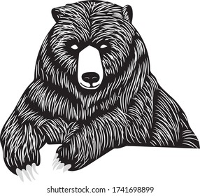 Bear Illustration graphic trendy black and white design, Kids Room Decor ,Black and White Print, unique bear illustration design.