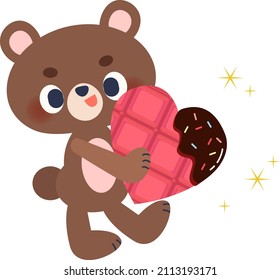 Bear illustration with heart-shaped chocolate