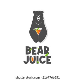 Bear illustration logo with juice