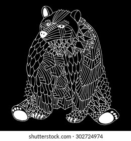 Bear illustration on simple black background - Good for T-shirt, bag or whatever print. Vector illustration