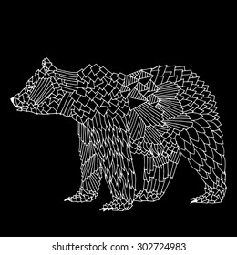 Bear illustration on simple black background - Good for T-shirt, bag or whatever print. Vector illustration