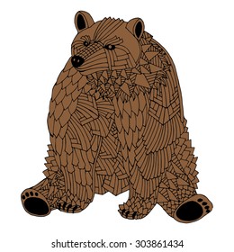 Bear illustration on simple white background - Good for T-shirt, bag or whatever print. Vector illustration
