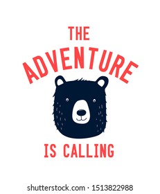 Bear illustration, outdoor adventure . Vector graphic for t shirt and other uses.
