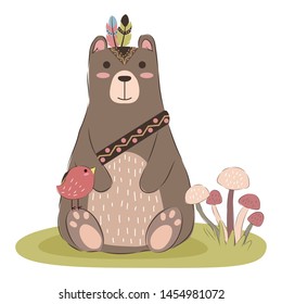 bear illustration for personal project, background, invitation, wallpaper and many more