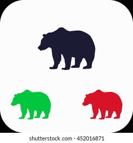 Bear Illustration set. Blue, green, red icon.