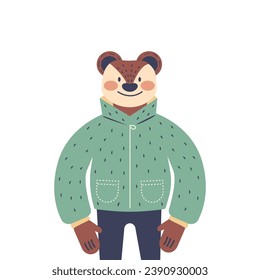 bear isolated. bear cartoon character on white background, cute bear isolated